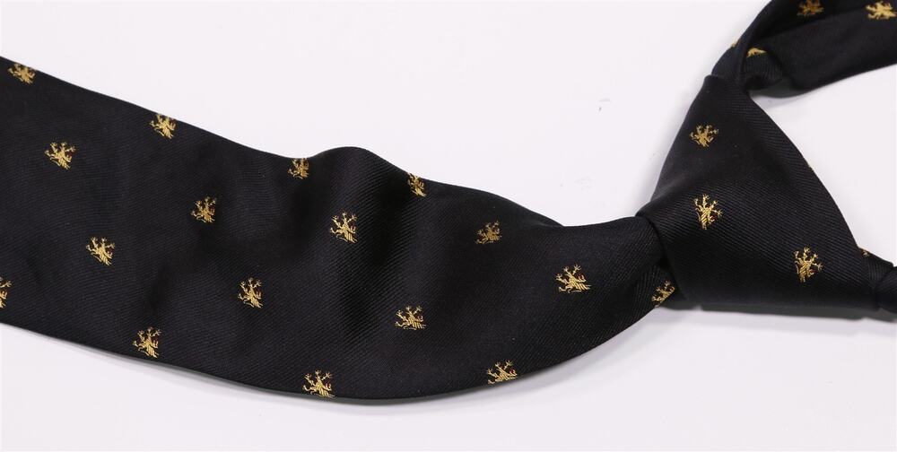 Stanley-Ley Legal Outfitters Black Gold Lion Crest Heraldic Silk Necktie Tie